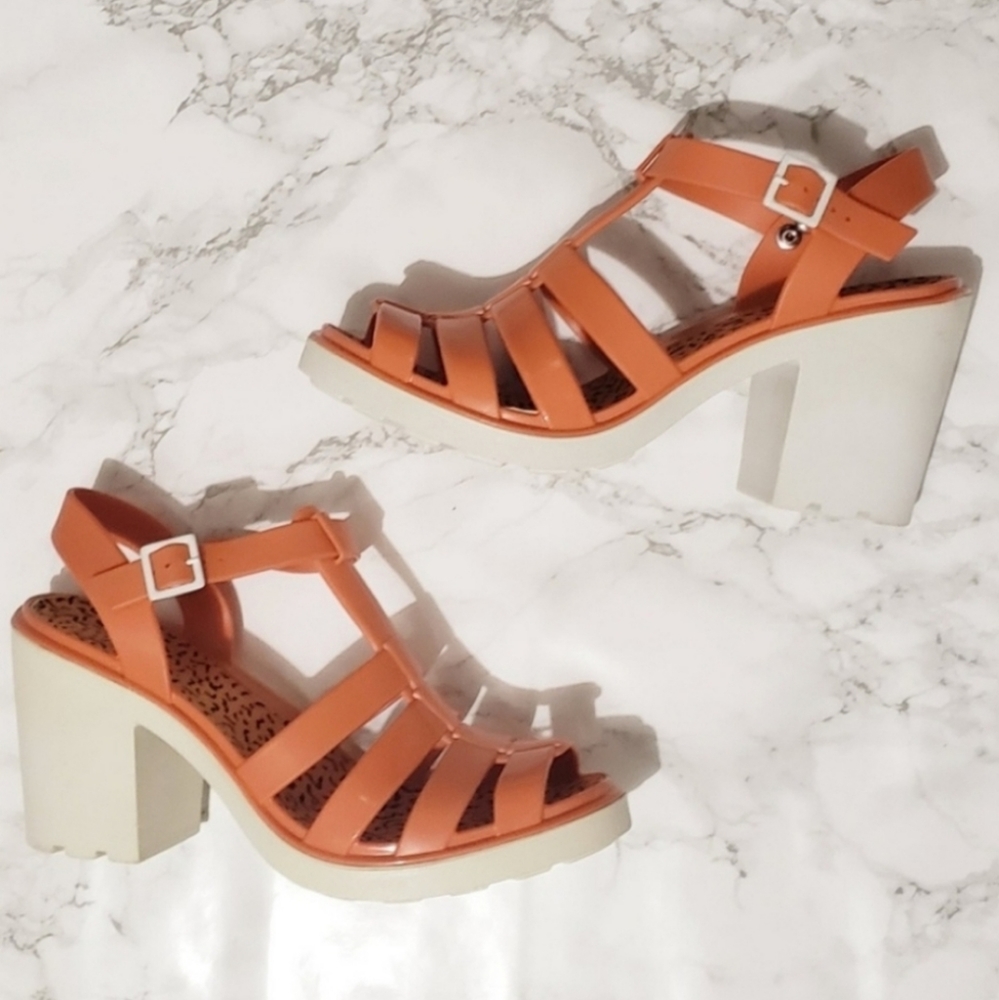Bakers-Spring orange jelly platform heels
